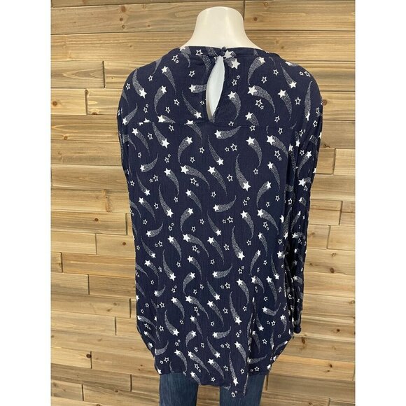 Lane Bryant Long Sleeve Tunic Top 14 Pockets Stars Bell Sleeve Blouse Shirt - Picture 2 of 8